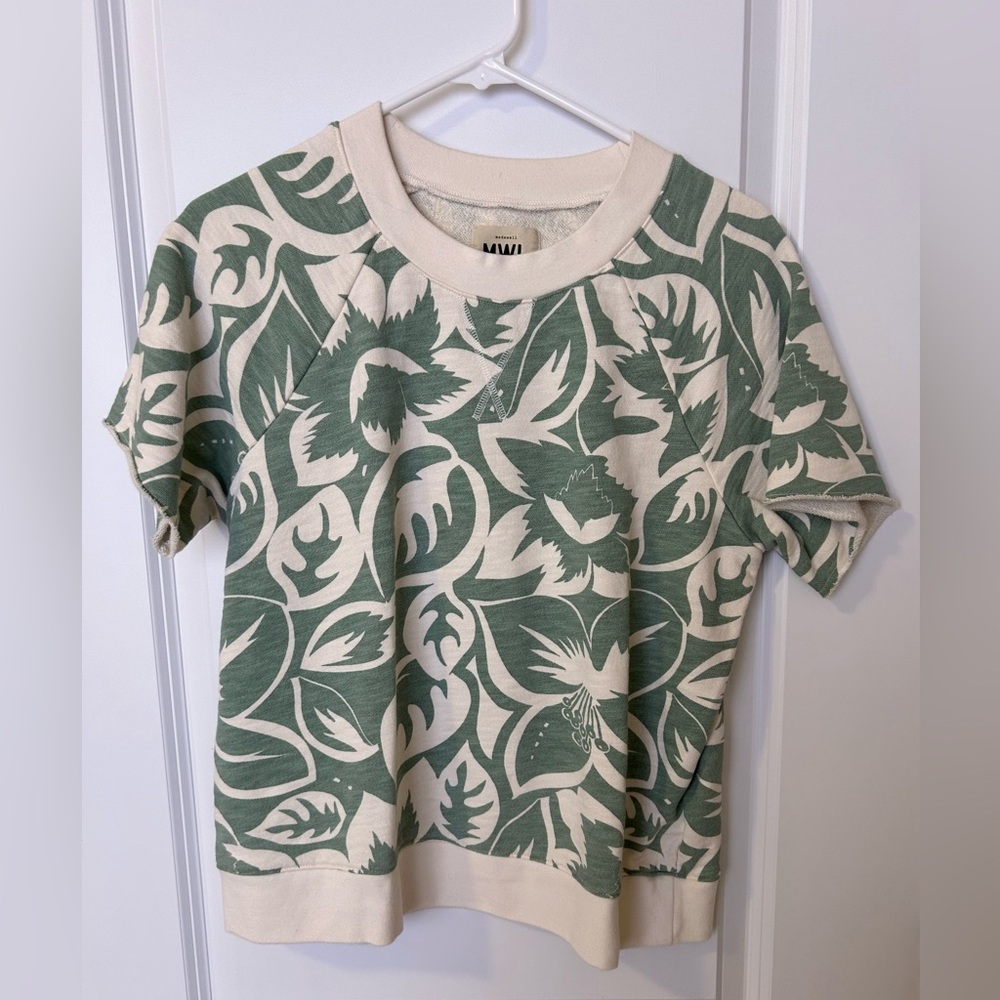 Madewell short sleeve sweatshirt, tropical leaf design